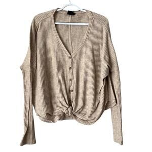 Out from Under Tan Button Down Sweater Size Small